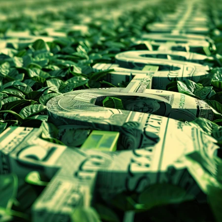 Dollar signs in a farm field, symbolizing tax loss harvesting benefits